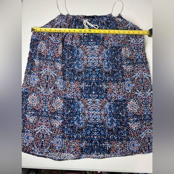New Look Bohemian Floral Print  Top Tunic Shirt Sleeveless Size L Tie Front Blue - Picture 6 of 10